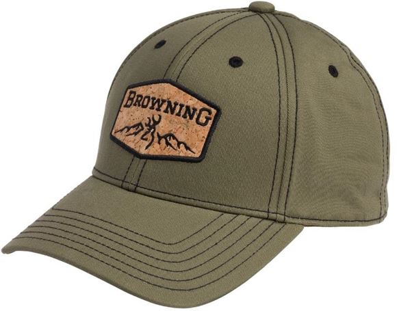 Picture of Browning Hats - OD Green w/ Black Stitching, Cork Browning Logo, Snap-Back