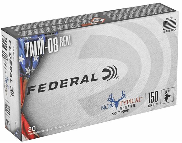 Picture of Federal Non-Typical Whitetail Rifle Ammo - 7mm-08 Rem, 150Gr, SP, 20rds Box