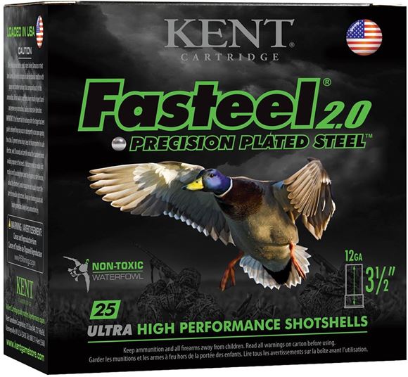 Picture of Kent Fasteel Precision Plated Steel Waterfowl Shotgun Ammo - 12Ga, 3-1/2", 1-1/4oz, BB, 25rds Box, 1625fps, 25rds Box