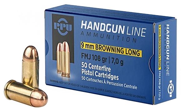 Picture of Prvi Partizan (PPU) Handgun Ammo - 9mm Browning Long, 108Gr, FMJ, 50rds Box