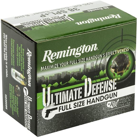 Picture of Remington Ultimate Defence Full Size Handgun, Pistol Ammunition - 38 Special +P, 125gr, Golden Saber BJHP, 20rds Box