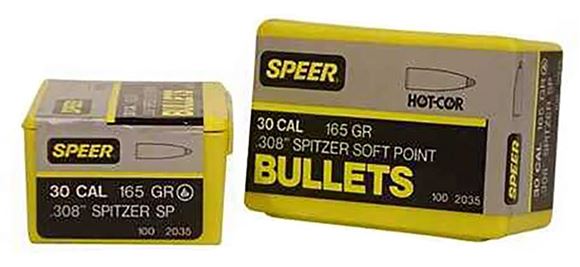Picture of Speer Hunting Rifle Bullets - 30 Cal / 7.62mm (.308"), 165Gr, Hot-Cor, Spitzer SP, 100ct Box