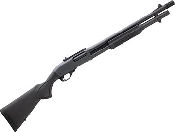 Picture of Remington Model 870 Express Tactical Pump Action Shotgun - 12Ga, 3", 18-1/2", Matte Black, Black Synthetic Stock, 7rds, w/XS Front Blade Sight & XS Fully Adjustable Ghost Ring Sight Rail, Rem Choke (Tactical, Extended/Ported)