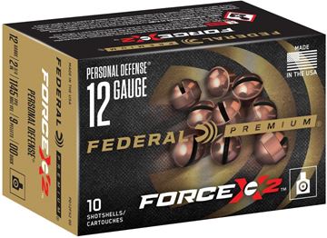 Picture of Federal Premium Personal Defence Shotgun Ammo - 12Ga, 2-3/4", 9 Pellets, Force X2 Copper Plated 00 Buck, 10rds Box, 1245fps