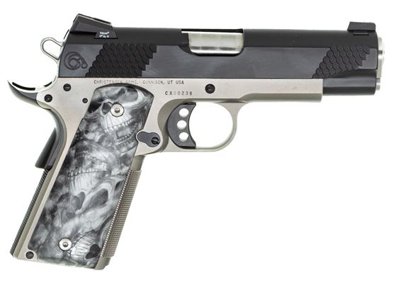 Picture of Used Christensen Arms Custom 1911 Commander Semi-Auto 45 ACP, 4-1/4'' Barrel, Titanium Frame, Black Stainless Slide, Trijicon Night Sights, 2 Mags & Original Box, Excellent Condition
