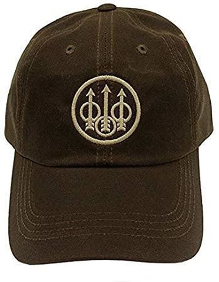 Picture of Beretta Hats, Clothes, Accessories - Waxed Cotton Hat, Dark Brown, Trident Logo, Strap Back (Cap)