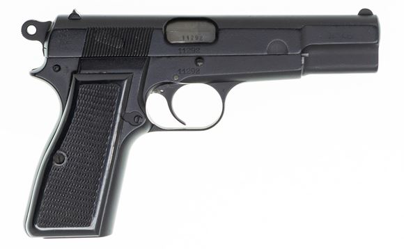 Picture of Used FN Fabrique National Herstal Hi Power Semi Auto Pistol, 9mm Luger, 3 x 10rd Mags, Marked No 48, Serial Number 11292, Refinished Otherwise Good Condition