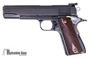 Picture of Used Colt 1911 MK. IV/ Series 70 Government Semi-Auto Pistol - 45 Auto, 5", Blued, Diamond Checkered Wood Grips, Ambidextrous Safety, Adjustable Rear Sight, 1 Magazine, (Missing Front Sight) Otherwise Good Condition