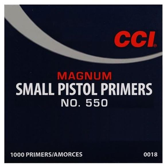 Picture of CCI Primers, Magnum Pistol Primers - No. 550, Magnum Small Pistol Primers, 1000ct Brick