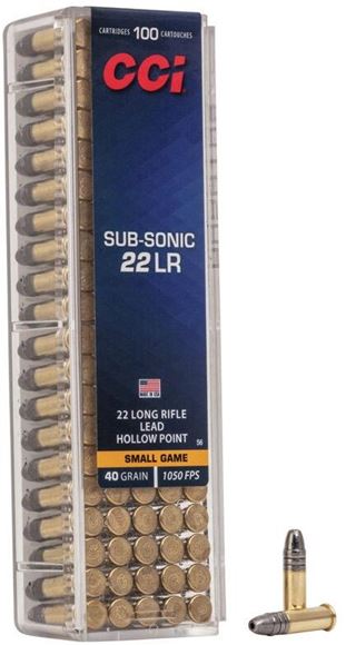 Picture of CCI Small Game Rimfire Ammo - Subsonic HP, 22 LR, 40Gr, LHP, 5000rds Case, 1050fps