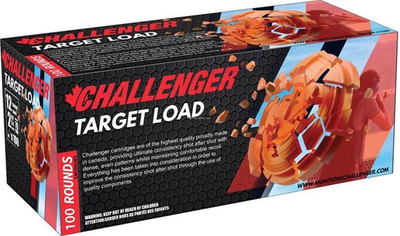 Picture of Challenger Target Loads Shotgun Ammo - 12Ga, 2-3/4", 3 DE, 1-1/8oz, #8, 100rds Brick, 1200fps