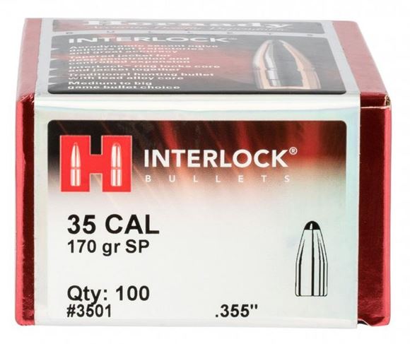 Picture of Hornady Rifle Bullets, InterLock - 35 Caliber (.355"), 170Gr, InterLock SP, 100ct Box