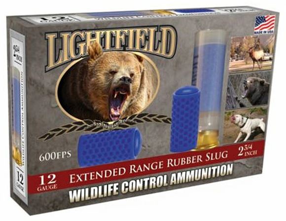 Picture of Lightfield Wildlife Control Shotgun Ammo - Extended Range Rubber Slug, 12Ga, 2-3/4",  Rubber Slug, 5rds Box, 600fps