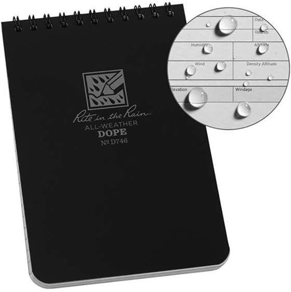 Picture of Rite In The Rain, Notebooks -All-Weather Ballistic Notepad, Top Spiral, Black Cover, Repels (Water, Oil, Mud, Sweat, Etc)
