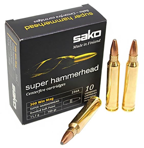 Picture of Sako Rifle Ammo - 300 Win Mag, 150Gr, Super Hammerhead Bonded Soft Point (235A), 10rds Box