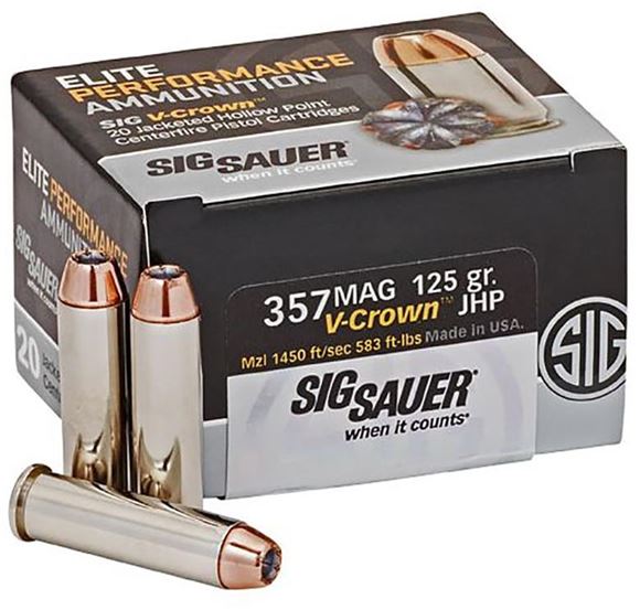 Picture of Sig Sauer Elite Performance Handgun Ammo - 357 Mag, 125gr V-Crown JHP, 20rds Box
