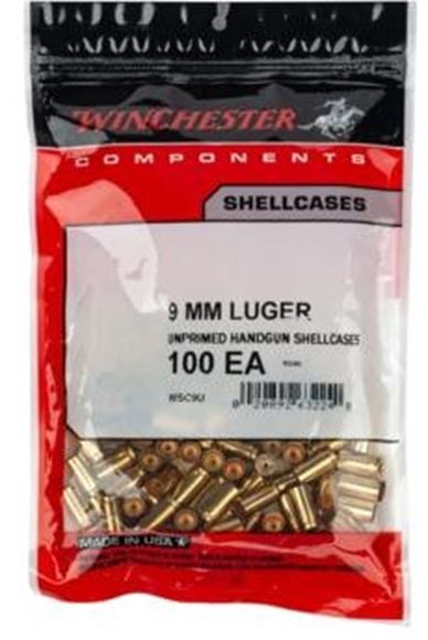 Picture of Winchester Components, Cases, Rifle Shellcases - 9mm Luger, Unprimed Shellcases, 100/Bag