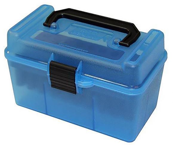 Picture of MTM Case-Gard Deluxe H-50 Series Rifle Ammo Case - H50-RS, 50rds, Clear Blue
