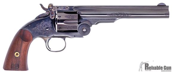 Picture of Taylor's & Co. Uberti Smith & Wesson No3 Single Action Schofield Model 2 Reproduction  45 Colt, 7" Barrel, Engraved Blued, Top Break, New Condition
