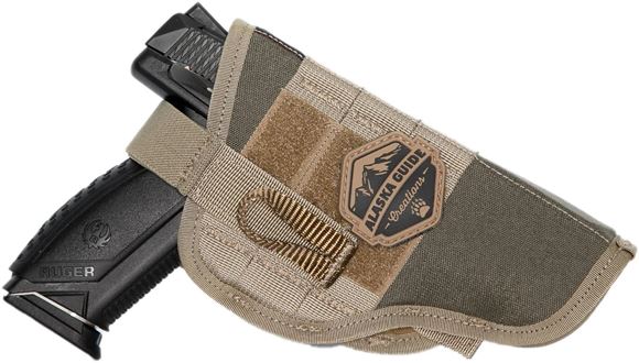 Picture of Alaska Guide Creations - Pistol Holster - Ranger Green, 3" x 4-1/4" x 2-1/2", Molle, Velcro Area, Clip for Inline Usage, Ambidextrous, Belt Loops