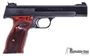 Picture of Used Smith & Wesson (S&W) Model 41 Rimfire Semi-Auto Pistol - 22 LR, 5.5" Heavy Barrel, Blued, Wood Target Grip, Patridge Front & Adjustable Rear Sights, 1 Magazine, Case, Very Good Condition