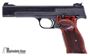 Picture of Used Smith & Wesson (S&W) Model 41 Rimfire Semi-Auto Pistol - 22 LR, 5.5" Heavy Barrel, Blued, Wood Target Grip, Patridge Front & Adjustable Rear Sights, 1 Magazine, Case, Very Good Condition