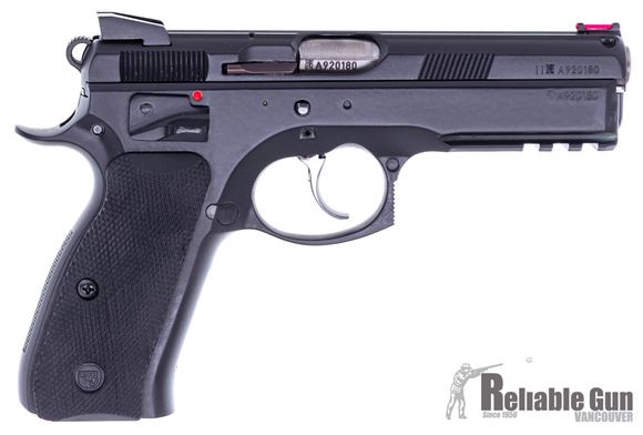 Picture of Used CZ 75 SP-01 Shadow DA/SA Semi-Auto Pistol - 9mm, Black Polycoat, Rubber Grips, Fiber Optic Front & Fixed Rear Sights, 3 Magazines, Original Box, Excellent Condition
