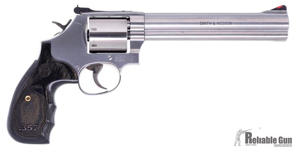 Picture of Used Smith & Wesson 686-6 Revolver, .357 Mag, 7-Shot, 7" Stainless, Unfluted Cylinder, Full Underlug, Laminate Grip, Excellent Condition