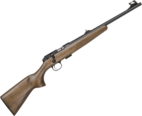 Picture of CZ 457 Scout Rimfire Bolt Action Rifle - 22 LR, 16" Barrel, Threaded, Blued, Youth LOP Beechwood Stock, Single-Shot Magazine, w/Sights