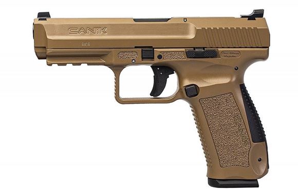 Picture of Canik TP-9 SF Single Action Semi-Auto Pistol - 9mm, 4.5", Cerakote FDE, FDE Polymer Frame, 2x10rds, Warren Tactical Sights, Bottom Rail, Holster