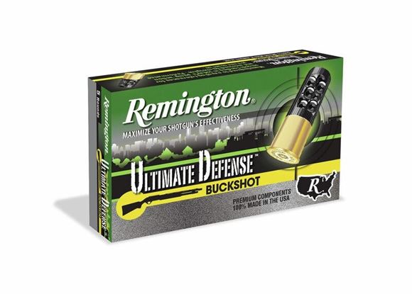 Picture of Remington Home Defense, Ultimate Defense Managed Recoil Shotgun Ammo - 12ga, 2-3/4", 21 Pellets, #4 Buck, 5rds Box, 1200fps