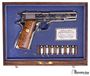 Picture of Pre Owned Colt 1911 Commerative, 1970 WWII 25th Anniversary European- African Middle Easten Theatre, Polished Nickel w/Engraving, Original Display Case & Certificate, Excellent Condition