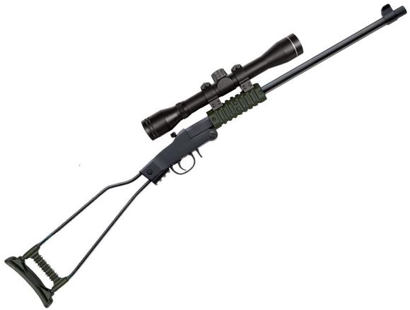 Picture of Chiappa Little Badger Single Shot Rimfire Rifle - 22 LR, 16-1/2", OD Green, Wire Stock w/ Shell Holder, Quad Rail, 4x20 Scope, Ambi Hammer Spur