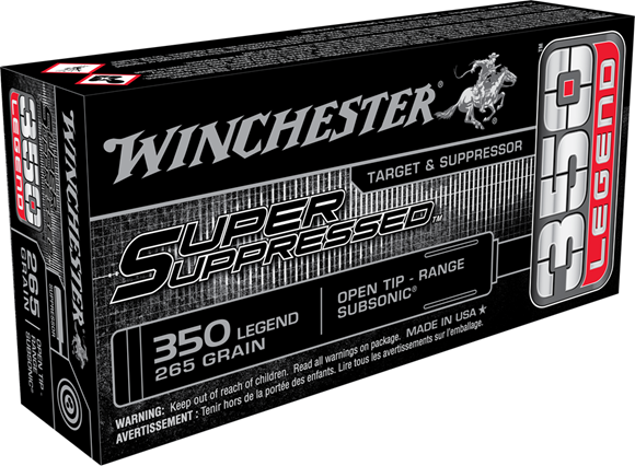 Picture of Winchester Rifle Ammo - 350 Legend, 255Gr, Super Suppressed, Open Tip Range Subsonic, 20rds Box