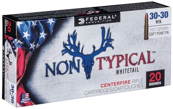 Picture of Federal Non-Typical Whitetail Rifle Ammo - 30-30 Win, 150Gr, Soft Point FN, 20rds Box, 2390fps
