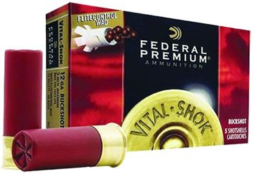Picture of Federal Premium Vital-Shok Shotgun Ammo - 12Ga, 3", 00 Buck, 12 Pellets, w/FliteControl, 1325fps, 5rds Box