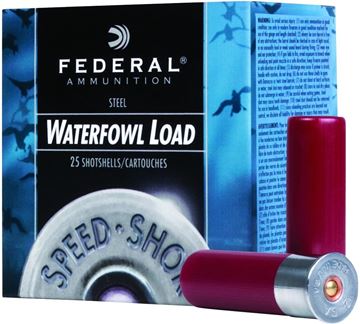 Picture of Federal Speed-Shok Waterfowl Load Shotgun Ammo - 12Ga, 3", 1-1/8oz, #3, Steel, 1550fps, 25rds Box