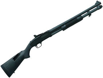 Picture of Mossberg 590A1 Tactical Pump Action Shotgun - 12Ga, 8+1rds, 3", 20", Heavy-Walled, Parkerized, Black SpeedFeed Synthetic Stock, 8rds, Ghost Ring Sights, Fixed Cylinder, Metal Trigger Guard & Safety Button