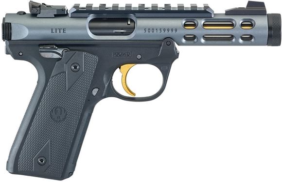 Picture of Ruger Mark IV 22/45 Lite Rimfire Semi-Auto Pistol - 22 LR, 4.4", Threaded, Diamond Grey Anodized, Polymer Frame, Checkered 1911-style Grip, 10rds, Fixed Front & Adjustable Rear Sights, Optic Rail