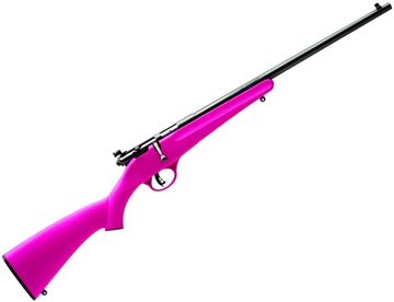 Picture of Savage Arms Youth Series, Rascal Single Shot Bolt Action Rimfire Rifle - 22 S/L/LR, 16.125", Satin Blued, Carbon Steel, Matte Pink Synthetic Stock, Adjustable Peep Sights, AccuTrigger