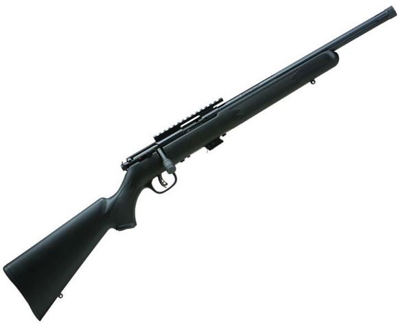 Picture of Savage Arms Mark II Series, Mark II FV-SR Rimfire Bolt Action Rifle - 22 LR, 16.5", Matte Black, Carbon Steel, Matte Black Synthetic Stock, 5rds, AccuTrigger