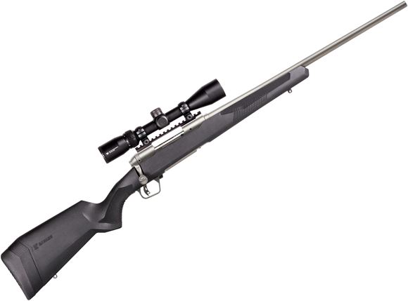 Picture of Savage Arms Model 110 Apex Storm XP Bolt Action Rifle - 243 Win, 24", Stainless, Black Synthetic Stock, Adjustable LOP, 4rds, With Vortex Crossfire II 3-9x40mm Scope, AccuTrigger