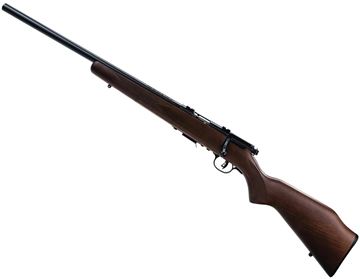 Picture of Savage Arms 17 Series, 93R17 GLV Rimfire Bolt Action Rifle, Left Hand - 17 HMR, 21", Satin Blued, High Luster Natural Wood, 5rds, AccuTrigger