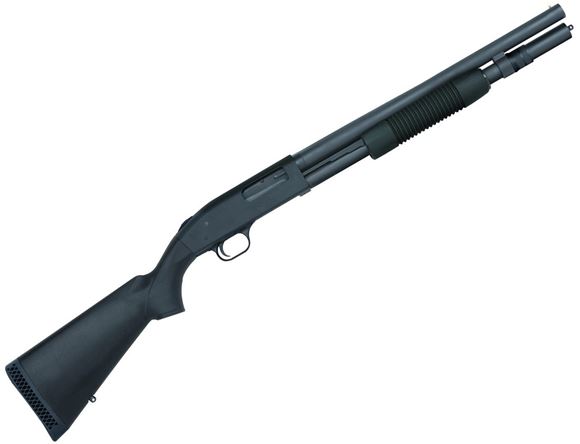 Picture of Mossberg 590 Tactical 7-Shot Pump Action Shotgun - 12Ga, 3", 18.5", Matte Blued, Black Synthetic Stock, 6rds, Front Bead Sight, Fixed Cylinder