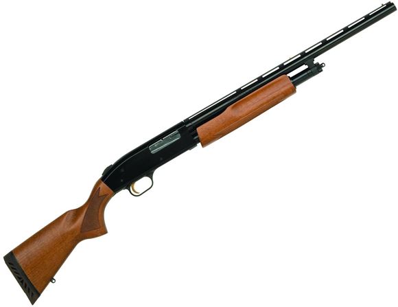 Picture of Mossberg 505 Youth Pump Action Shotgun - 20ga, 3", 20", Vented Rib, Blued, Wood Stock, 4rds, Dual Bead Sights, Accu-Set Chokes (F,M,IC)