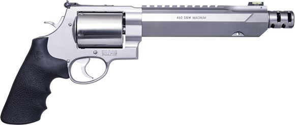 Picture of Smith & Wesson (S&W) Performance Center Model 460XVR DA/SA Revolver - 460 S&W Mag, 7.5", Stainless Steel, Scope Mount, Muzzle Brake, Synthetic Grip, 5rds, Hi-Viz Interchangable Front & Adjustable White Outline Rear Sights