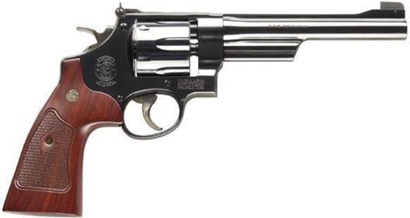 Picture of Smith & Wesson (S&W) Classic Model 27 DA/SA Revolver - 357 Mag, 6-1/2", Bright Blued Carbon Steel, Large Frame (N), Checkered Square Butt Walnut Grip, 6rds, Pinned Patridge Front & Micro Adjustable w/Cross Serrations Rear Sights