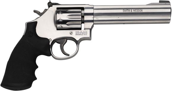 Picture of Smith & Wesson (S&W) Model 617-6 Rimfire DA/SA Revolver - 22 LR, 6", Satin Stainless Steel Frame & Cylinder, Medium Frame (K), Synthetic Grip, 10rds, Patridge Front & Adjustable Rear Sights