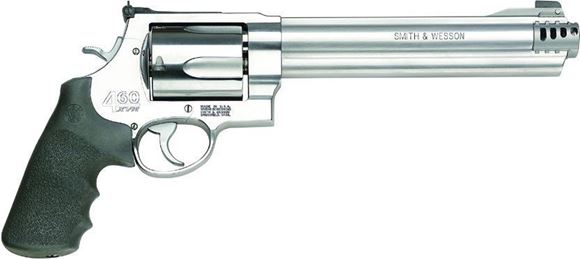 Picture of Smith & Wesson (S&W) Model 460XVR DA/SA Revolver - 460 S&W Mag, 8-3/8", Satin Stainless Steel, X-Large Frame (X), Synthetic Grip, 5rds, Hi-Viz Interchangable Front & Adjustable White Outline Rear Sights