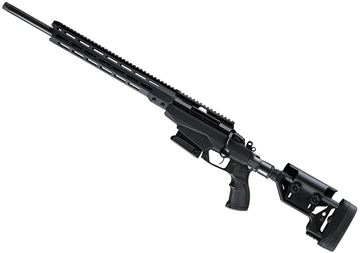 Picture of Tikka T3X Tactical A1 Left Hand Bolt Action Rifle - 308 Win, 24", Matte Black, Semi-Heavy Contour, Threaded, Modular Chassis W/ 13.5" M-LOK Fore-End & Folding Stock w/Adjustable Cheek Piece, Full Aluminum Bedding,10rds, Full length Optic Rail